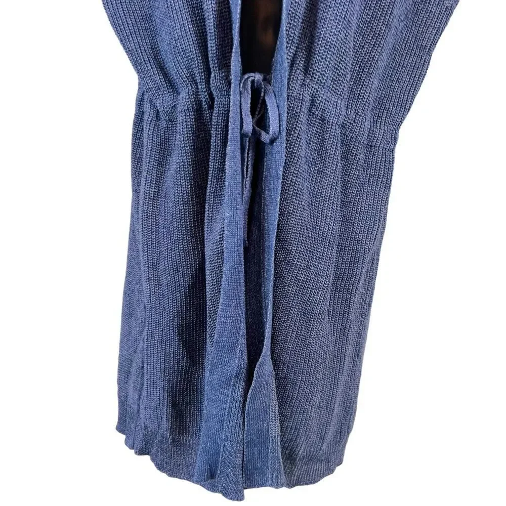 Lafayette 148 Hemp Blue Marled Long Line Cardigan Vest